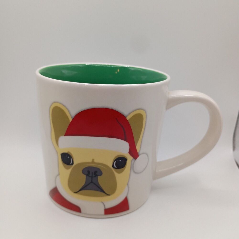 Magenta Rae Dunn pug Frenchie Christmas hat Coffee Mug